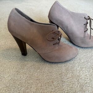 ALDO Taupe Lace-Up Heeled Ankle Boots